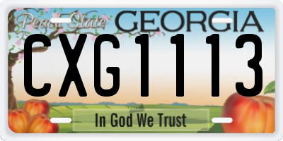 GA license plate CXG1113