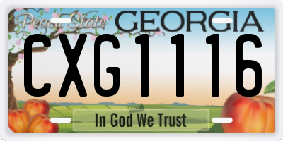 GA license plate CXG1116