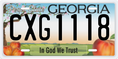 GA license plate CXG1118