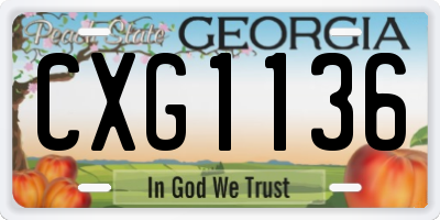 GA license plate CXG1136