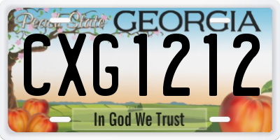 GA license plate CXG1212