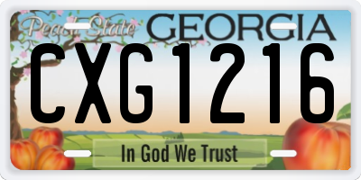 GA license plate CXG1216