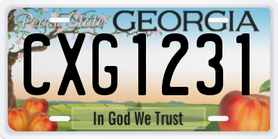 GA license plate CXG1231