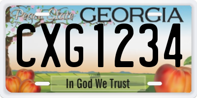 GA license plate CXG1234