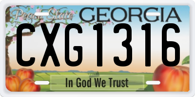 GA license plate CXG1316