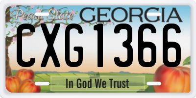 GA license plate CXG1366
