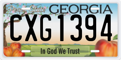 GA license plate CXG1394