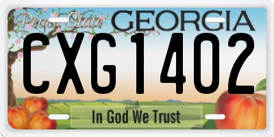 GA license plate CXG1402