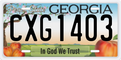 GA license plate CXG1403