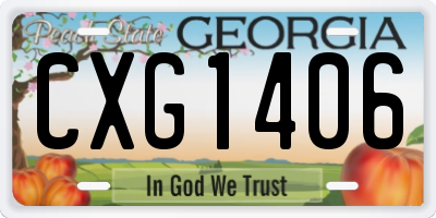 GA license plate CXG1406