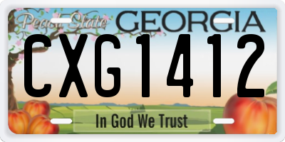 GA license plate CXG1412
