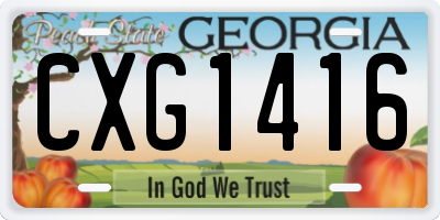 GA license plate CXG1416