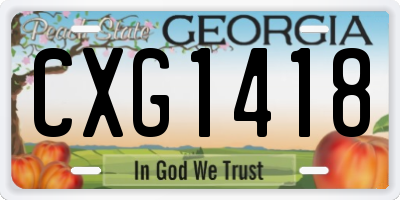 GA license plate CXG1418