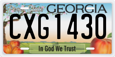 GA license plate CXG1430