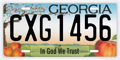 GA license plate CXG1456