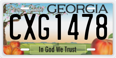 GA license plate CXG1478