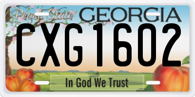 GA license plate CXG1602