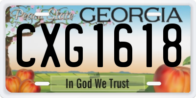 GA license plate CXG1618