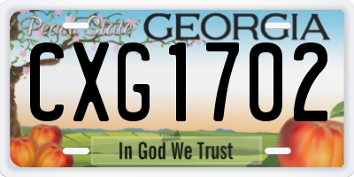 GA license plate CXG1702