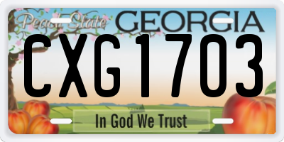 GA license plate CXG1703