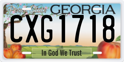 GA license plate CXG1718
