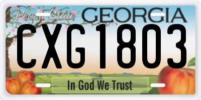 GA license plate CXG1803
