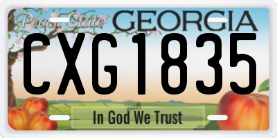 GA license plate CXG1835