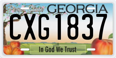 GA license plate CXG1837