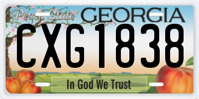 GA license plate CXG1838