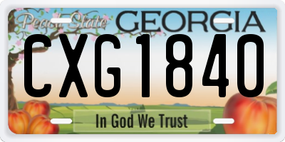 GA license plate CXG1840