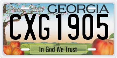 GA license plate CXG1905