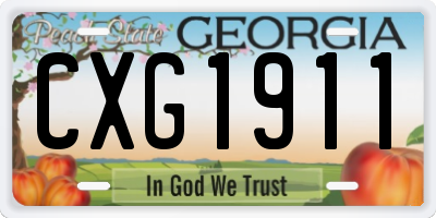 GA license plate CXG1911