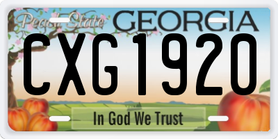 GA license plate CXG1920