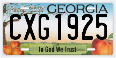 GA license plate CXG1925