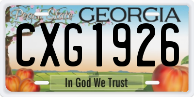 GA license plate CXG1926