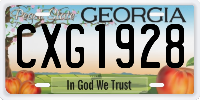 GA license plate CXG1928