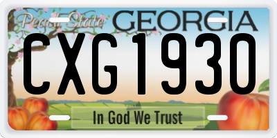 GA license plate CXG1930