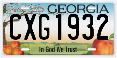 GA license plate CXG1932