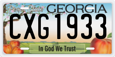 GA license plate CXG1933