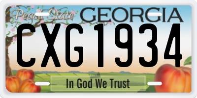 GA license plate CXG1934