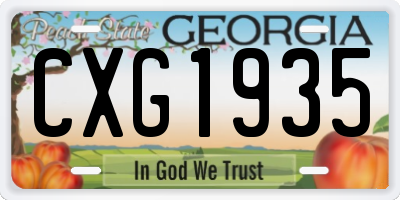 GA license plate CXG1935