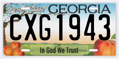 GA license plate CXG1943