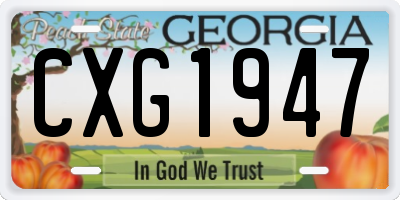 GA license plate CXG1947