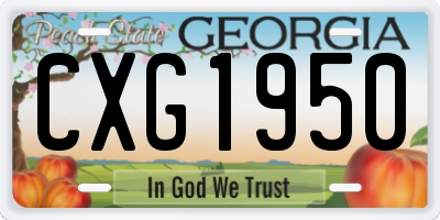GA license plate CXG1950