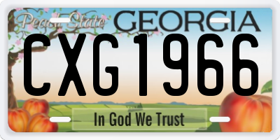 GA license plate CXG1966