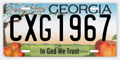 GA license plate CXG1967