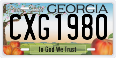 GA license plate CXG1980