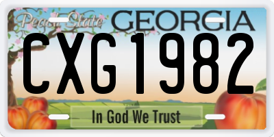 GA license plate CXG1982