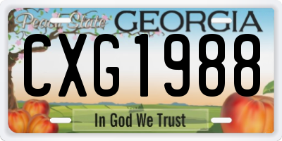 GA license plate CXG1988