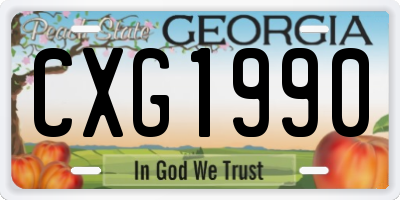 GA license plate CXG1990